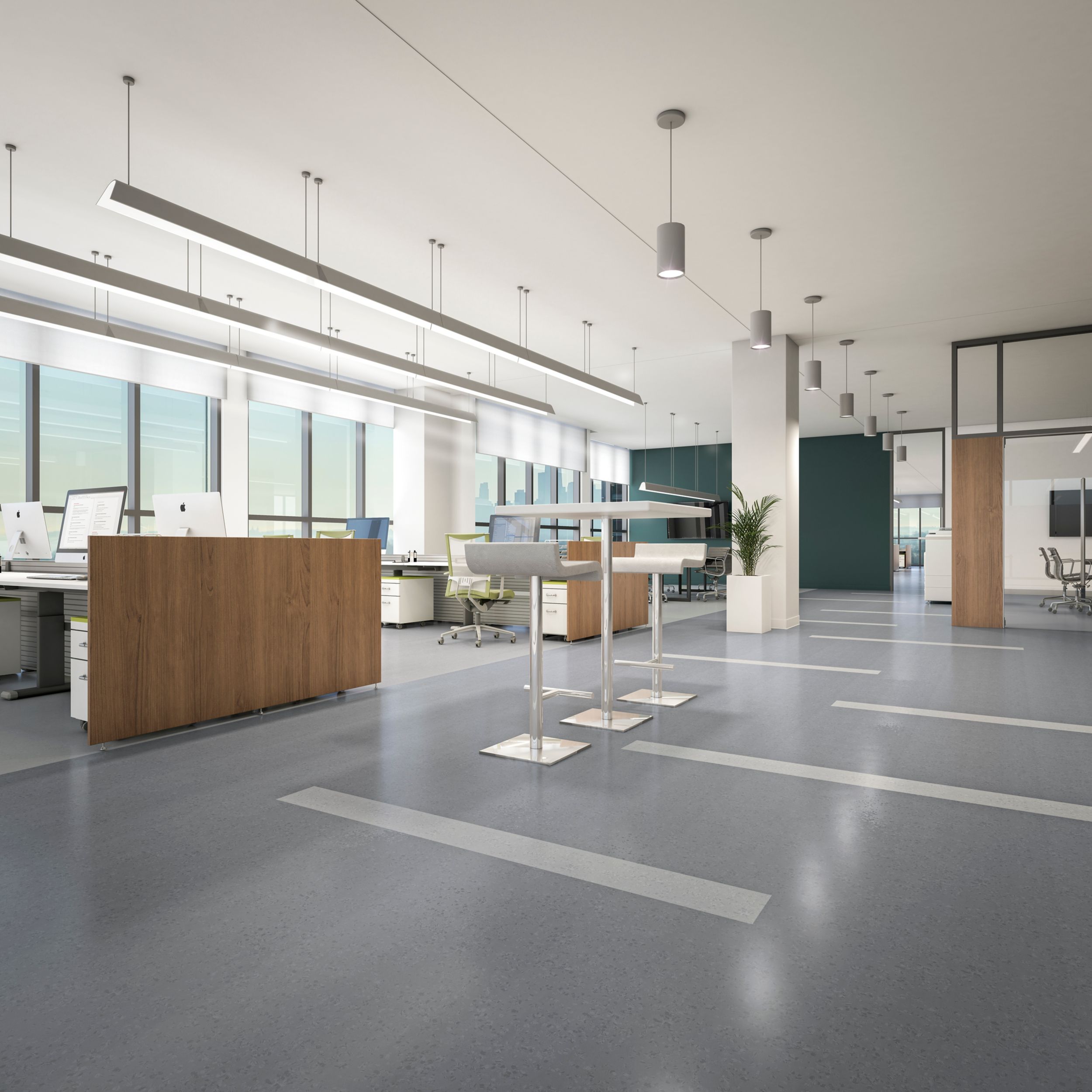 noraplan sentica rubber flooring in open office environment imagen número 7